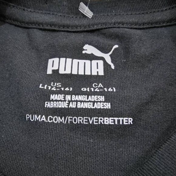 Puma Black White Short Sleeve T-Shirt Boys -I - Picture 3 of 3